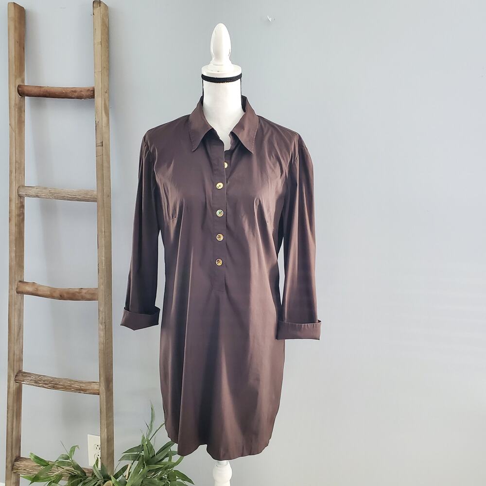 Jones New York Collection Brown Pullover Shirt Dress Size 10